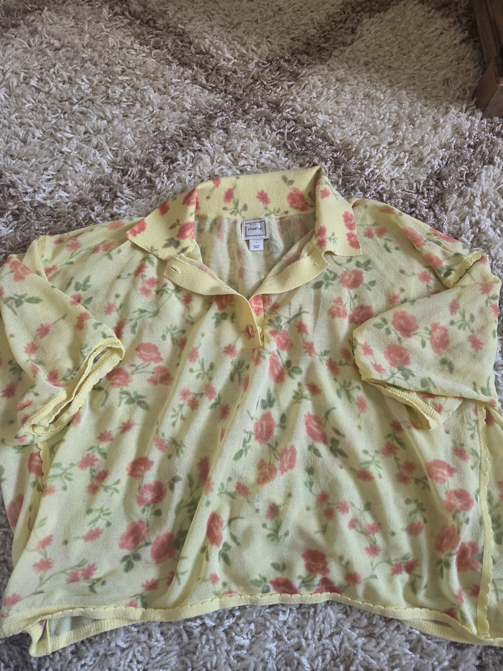 Maeve Yellow Blouse with Pink Floral Print